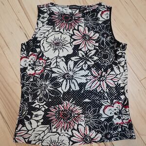 George Bold Floral Sequin Sleeveless Tank Top Y2K Pop Art Glam S 4/6